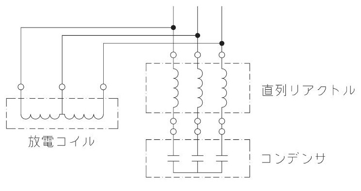 放電コイル 結線図（放電コイル・直列リアクトル・コンデンサの接続）