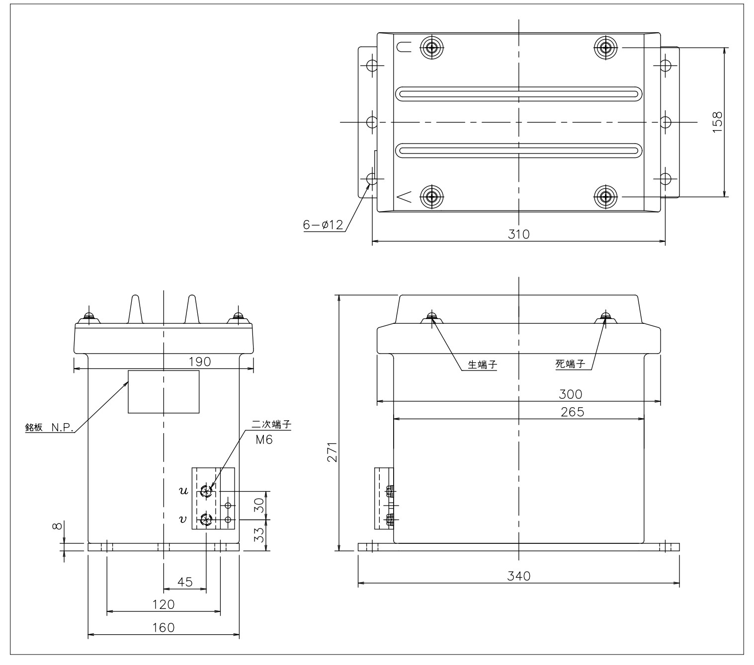 RP-524D の外形寸法図