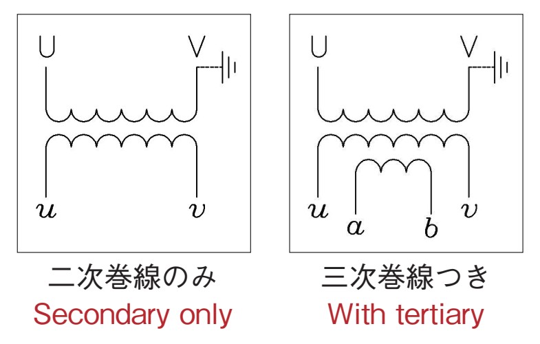 RPG-103N の結線図（二次巻線のみ / 三次巻線つき）