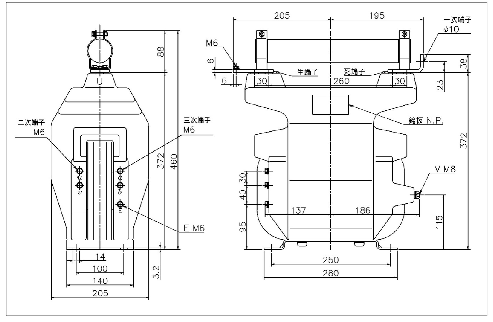 RPG-2013 の外形寸法図