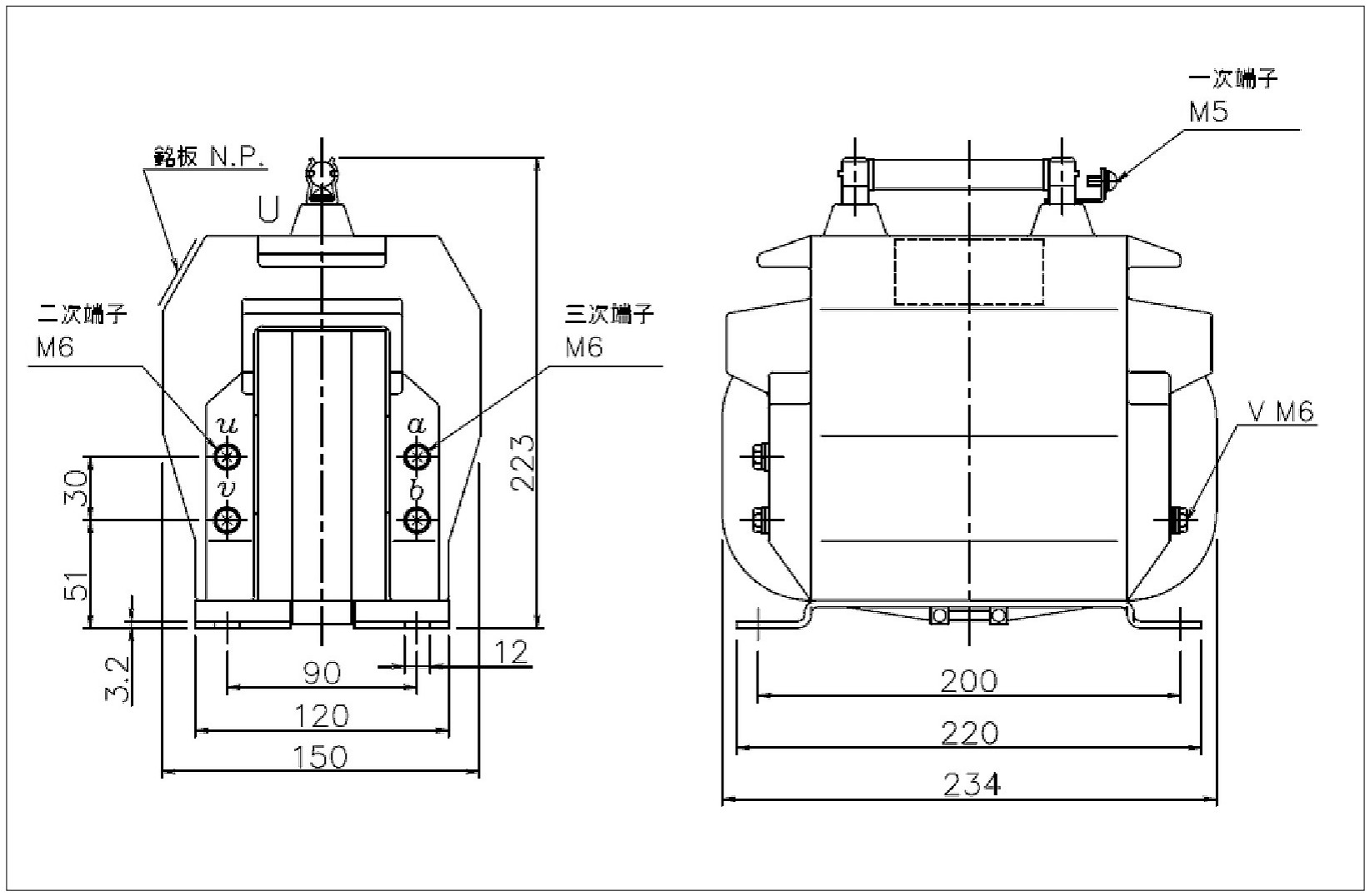 RPG-613N の外形寸法図