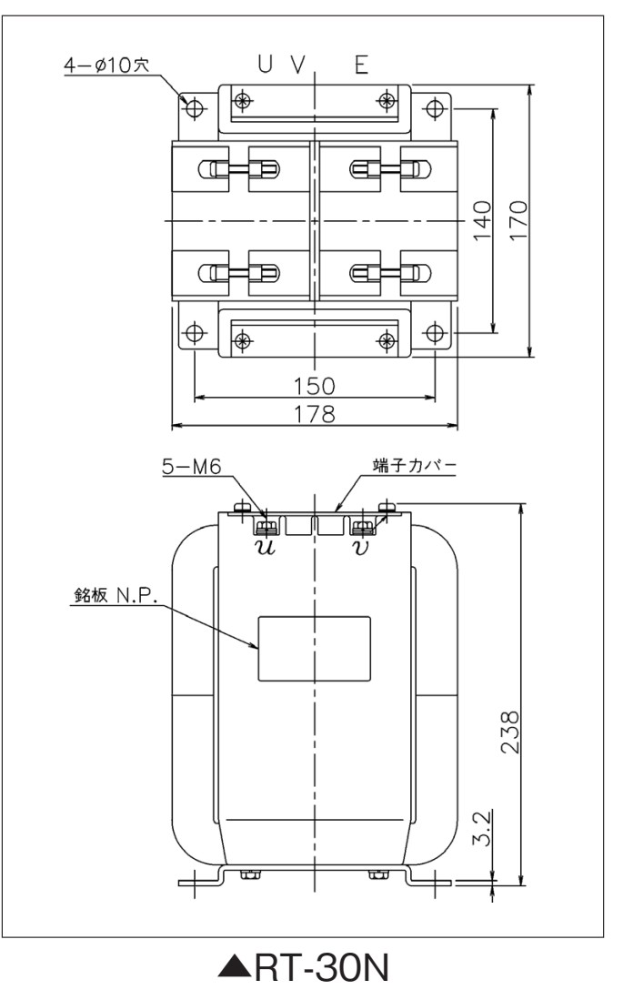 RT-30N の外形寸法図