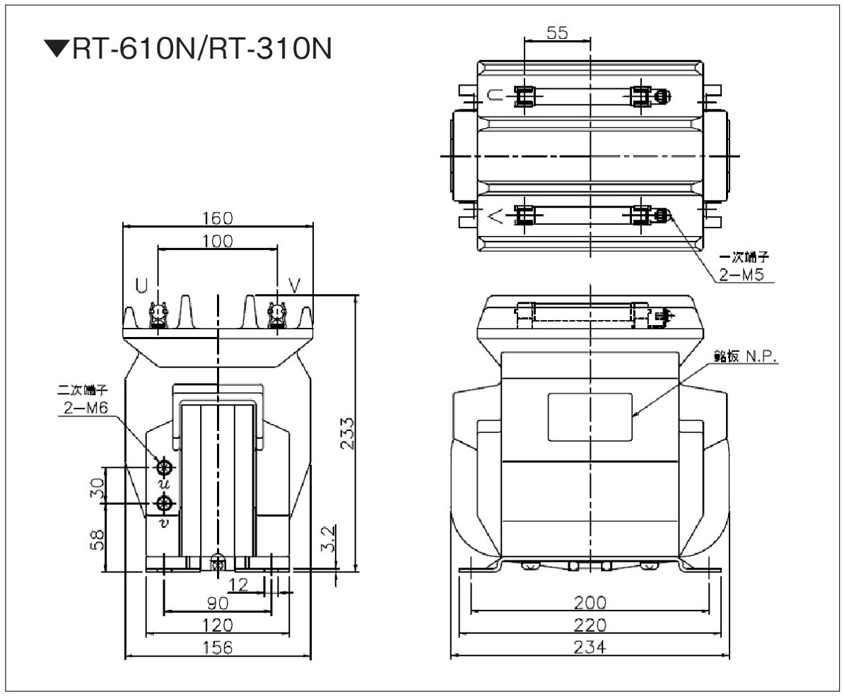 RT-310N / RT-610N の外形寸法図
