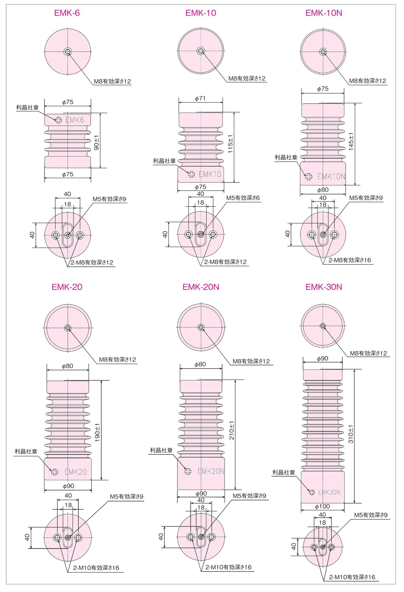 EMK-6・EMK-10・EMK-10N・EMK-20・EMK-20N・EMK-30Nの外形寸法図